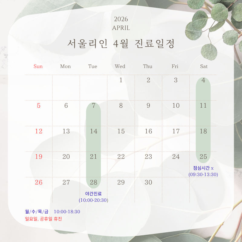 서울리인교정치과 4월 진료일정